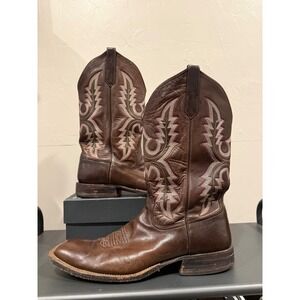 Rios of Mercedes Cowboy Boots Brown Leather Square Toe Western Style  Size 11.5